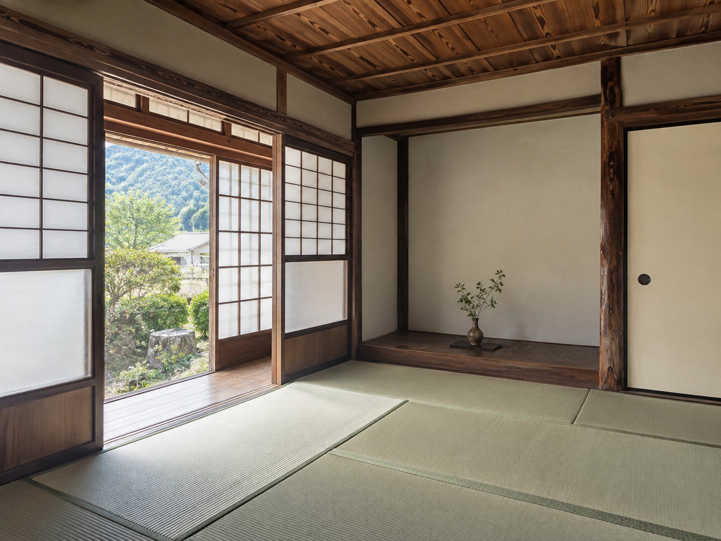 施工後：畳と壁と障子を新しくした和室